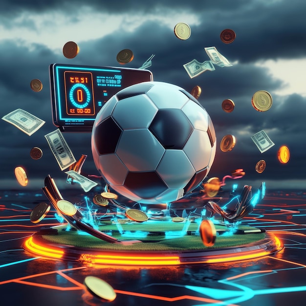 Futuristic football with coins