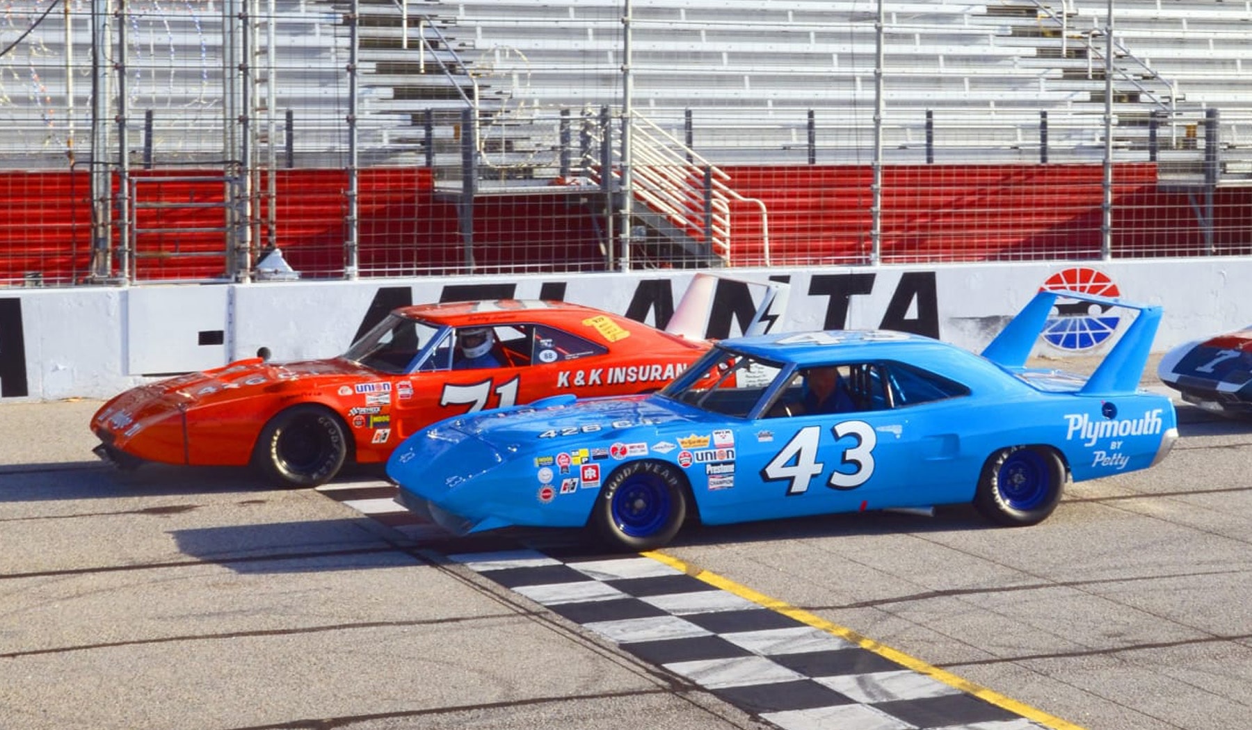 Race cars on a straight